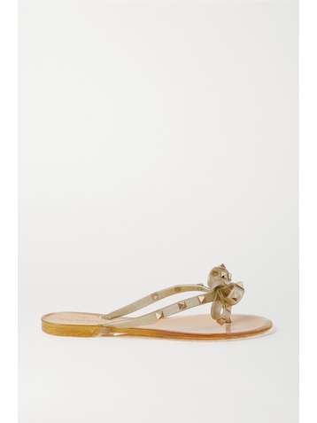 VALENTINO Valentino Garavani Rockstud glittered-rubber flip flops