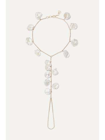 CHARMS COMPANY 14-karat gold pearl anklet