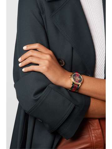 GUCCI Le Marché des Merveilles 38mm PVD-plated and striped canvas watch