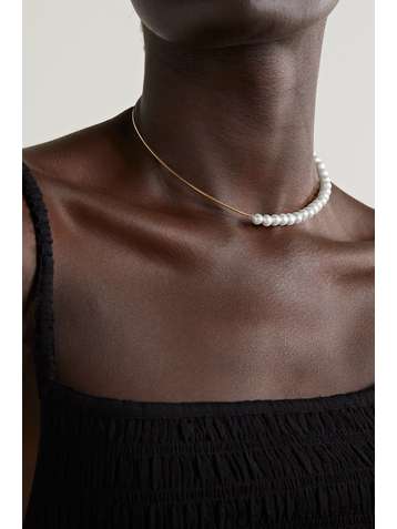 MATEO 14-karat gold pearl choker