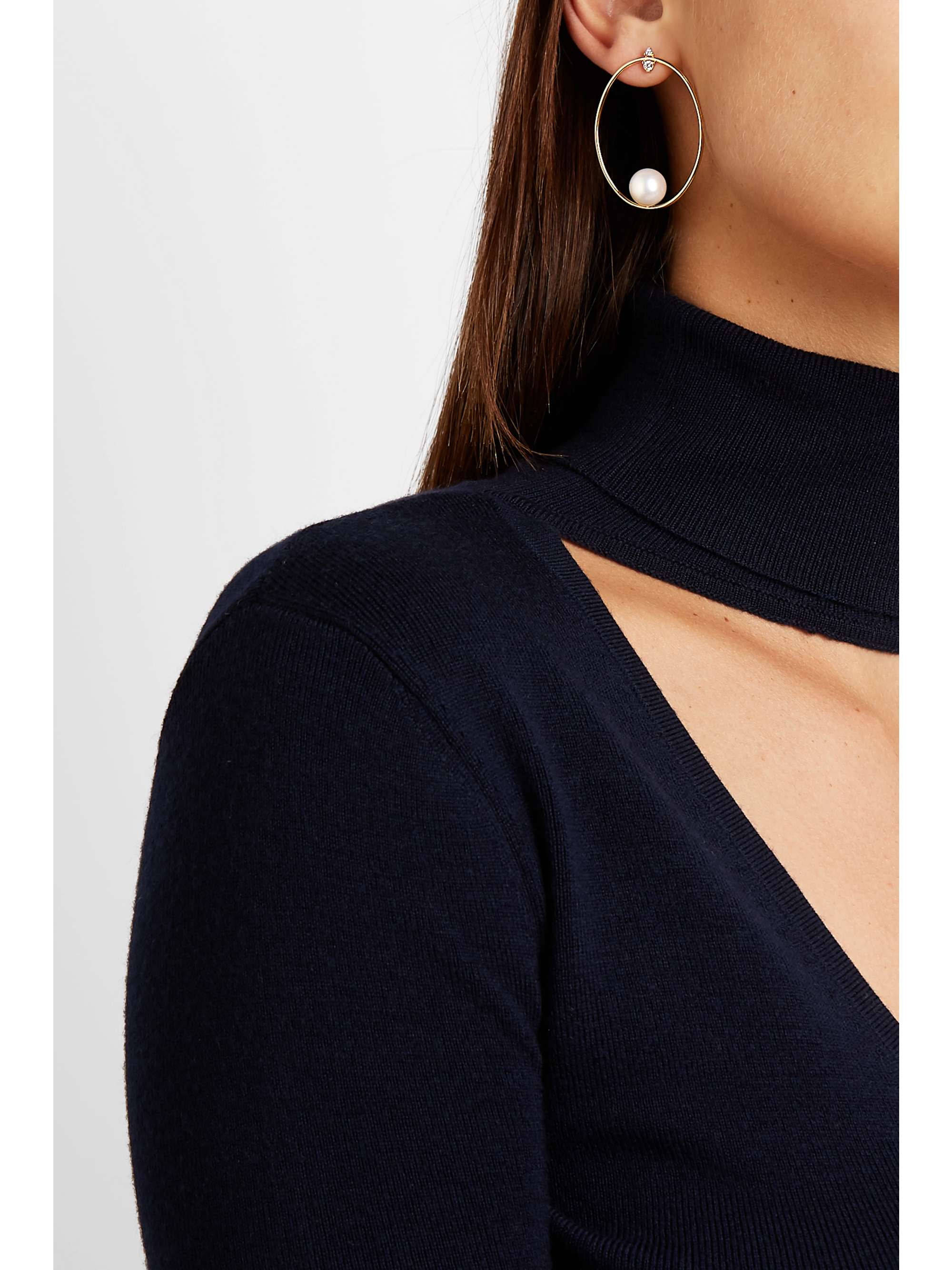 MIZUKI 14-karat gold, pearl and diamond hoop earrings