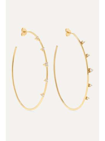 MIZUKI 14-karat gold diamond hoop earrings