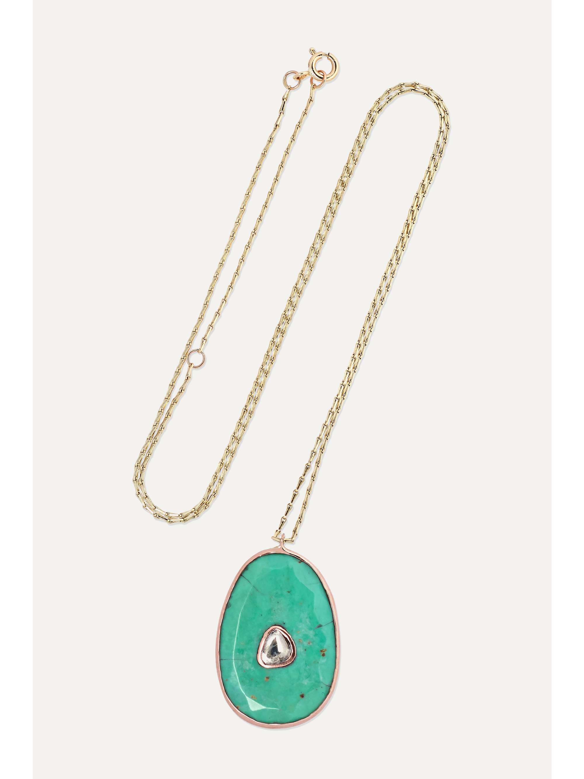 PASCALE MONVOISIN Simone 9-karat yellow and rose gold, turquoise and diamond necklace