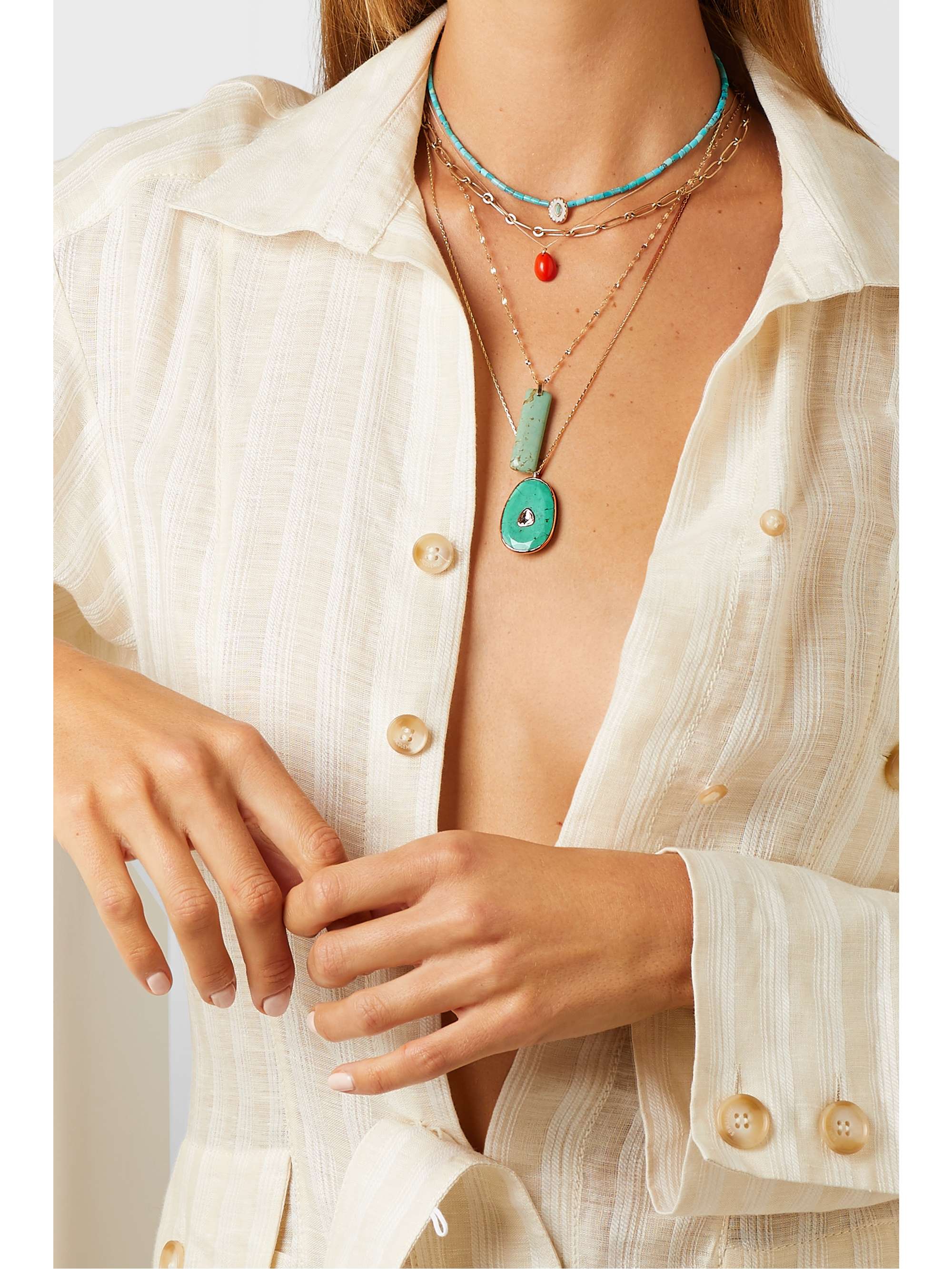 PASCALE MONVOISIN Simone 9-karat yellow and rose gold, turquoise and diamond necklace