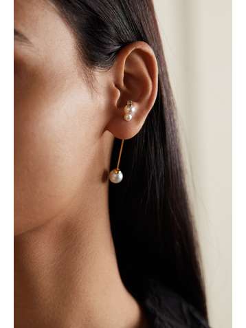 MIZUKI 14-karat gold, pearl and diamond earring