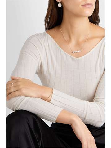 MIZUKI 14-karat gold, pearl and diamond necklace