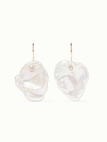 MIZUKI 14-karat gold, pearl and diamond earrings