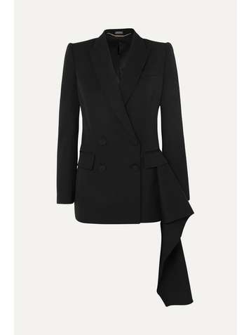 ALEXANDER MCQUEEN Blazer asymétrique en laine grain de poudre à drapé