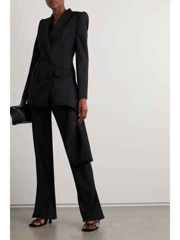 ALEXANDER MCQUEEN Blazer asymétrique en laine grain de poudre à drapé