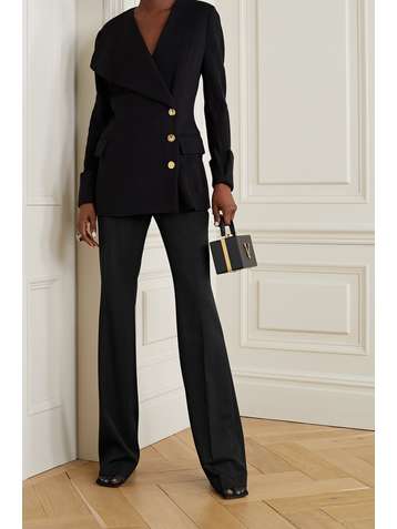 ALEXANDER MCQUEEN Pantalon évasé en laine grain de poudre