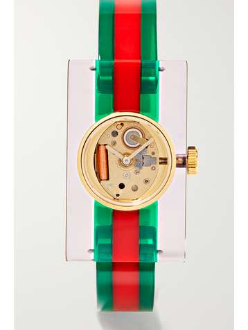 GUCCI Plexiglas and gold-tone watch
