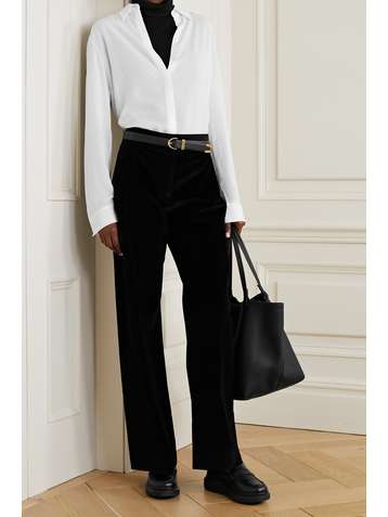 THE ROW Carla pleated chiffon blouse