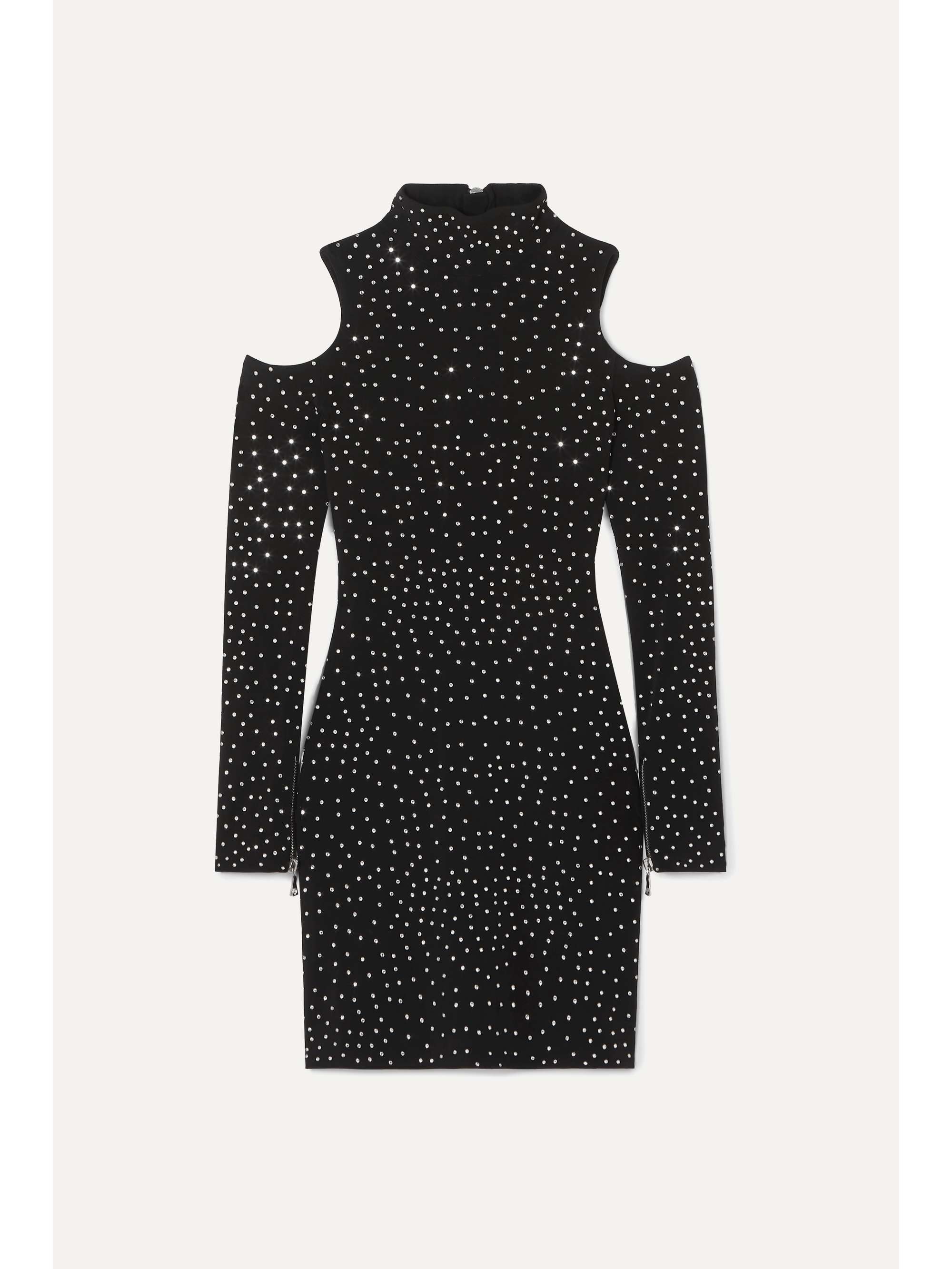 BALMAIN Cold-shoulder crystal-embellished stretch-jersey mini dress