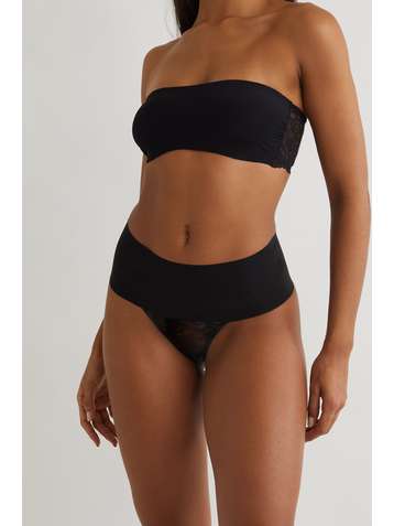 COMMANDO Double Take Bandeau-BH aus Stretch-Material mit Spitzeneinsatz