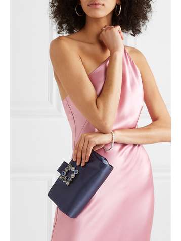 ROGER VIVIER Crystal-embellished satin clutch
