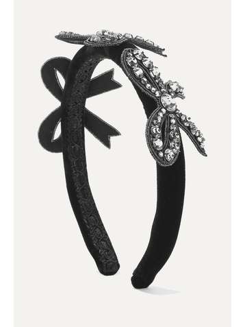 GUCCI Crystal-embellished velvet headband
