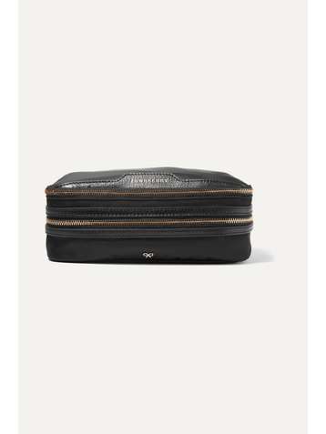 ANYA HINDMARCH Textured leather-trimmed shell jewelry case