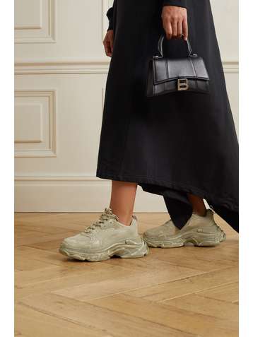 BALENCIAGA Triple S Sneakers aus Leder und Mesh mit Logostickerei und Distressed-Details