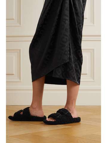 BALENCIAGA Mallorca Pantoletten aus recyceltem Shearling-Imitat