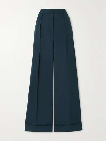 INTERIOR + The Vanguard The Proportion pleated cotton and wool-blend wide-leg pants