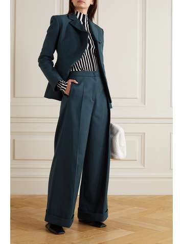 INTERIOR + The Vanguard The Proportion pleated cotton and wool-blend wide-leg pants