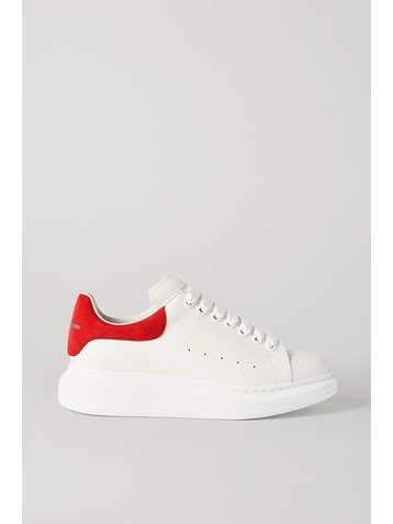 ALEXANDER MCQUEEN Suede-trimmed leather exaggerated-sole sneakers