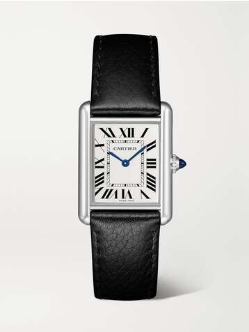 CARTIER Tank Must 22mm stainless steel and textured-leather watch