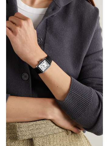 CARTIER Tank Must 22mm stainless steel and textured-leather watch