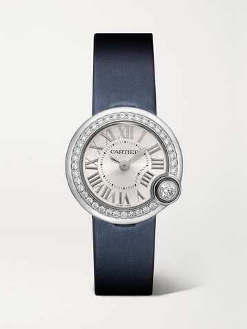 CARTIER Ballon Blanc de Cartier 26mm stainless steel, leather and diamond watch