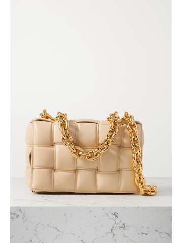 BOTTEGA VENETA Cassette chain-embellished padded intrecciato leather shoulder bag