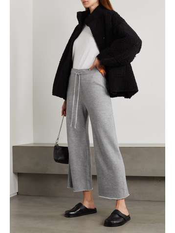 NILI LOTAN Kiki cropped distressed cotton-jersey track pants