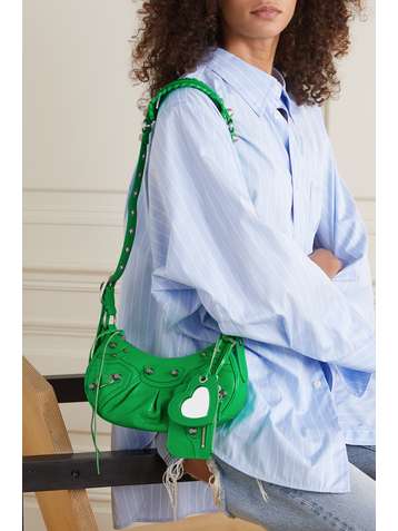 BALENCIAGA Cagole XS studded textured-leather shoulder bag