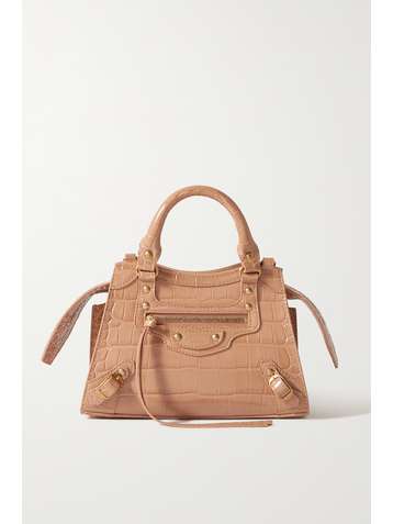 BALENCIAGA Neo Classic City mini croc-effect patent-leather tote