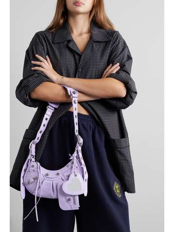 BALENCIAGA Cagole XS Schultertasche aus Leder mit Krokodileffekt und Nieten