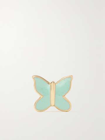 ALISON LOU Boucle d'oreille unique en or 14 carats (585/1000) et émail Butterfly