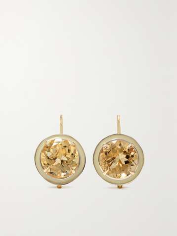 ALISON LOU Boucles d'oreilles en or 14 carats (585/1000), citrines et émail