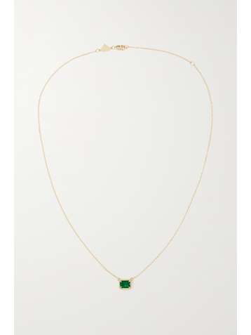 ALISON LOU Kette aus 14 Karat Gold mit Smaragd und Emaille