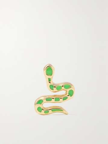 ALISON LOU Boucle d'oreille unique en or 14 carats (585/1000) et émail Snake