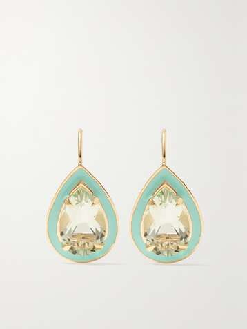 ALISON LOU Boucles d'oreilles en or 14 carats (585/1000), améthystes et émail