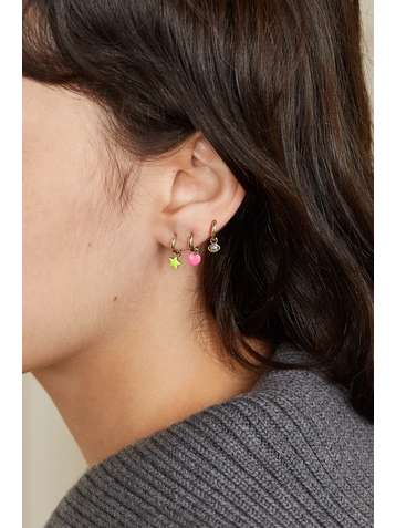 ALISON LOU Boucle d'oreille unique en or 14 carats (585/1000) et émail Tiny Star Huggy