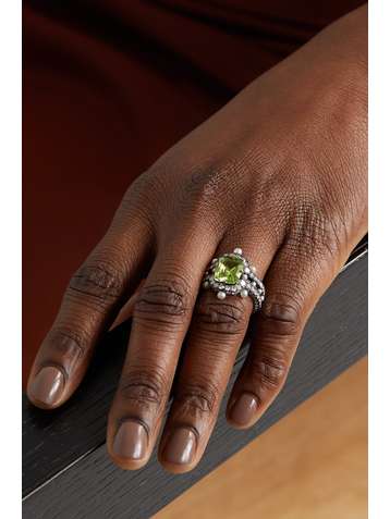 NADIA MORGENTHALER 18-karat recycled gold and blackened sterling silver multi-stone ring
