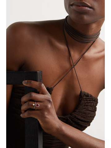 NADIA MORGENTHALER 18-karat recycled gold and blackened sterling silver multi-stone ring