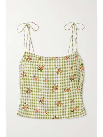 REFORMATION + NET SUSTAIN Lupe floral-print gingham crepe camisole