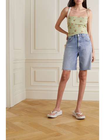 REFORMATION + NET SUSTAIN Lupe floral-print gingham crepe camisole