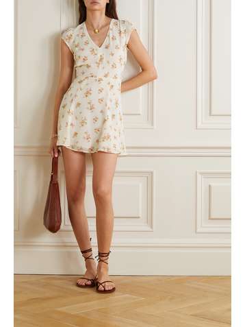 REFORMATION + NET SUSTAIN Deven floral-print georgette mini dress