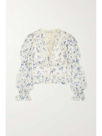 REFORMATION Meadowlark lace-trimmed floral-print broderie anglaise organic cotton-voile blouse