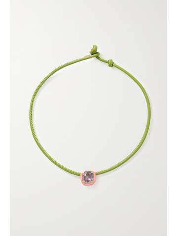 BEA BONGIASCA Pop 9-karat gold, amethyst, enamel and leather choker