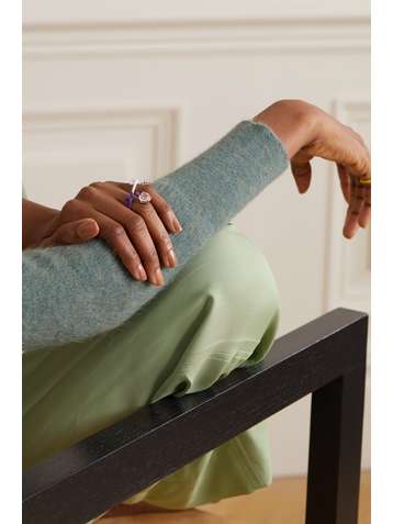 BEA BONGIASCA Heart Tendril 9-karat rose gold, enamel and amethyst ring