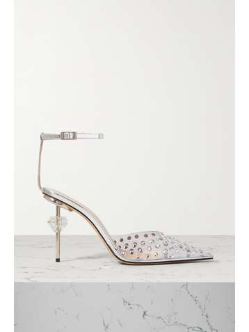 MACH & MACH Paris crystal-embellished PVC and patent-leather sandals