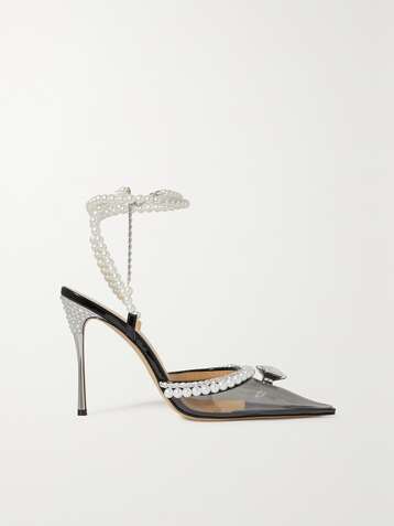 MACH & MACH Diamond of Elizabeth embellished PVC and patent-leather sandals